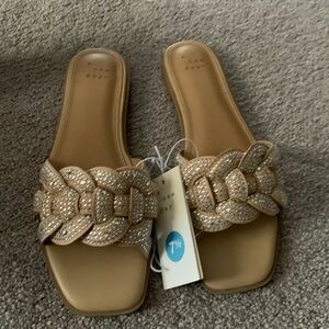 Womens rhinestone slide sandals
